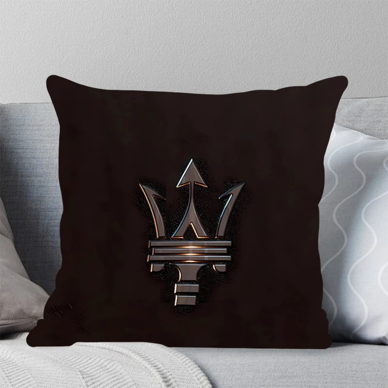 Square pillow bedroom sofa leisure comfortable pillow car living room M-Maseratis pillowcase Fashion tide printed Home Decor