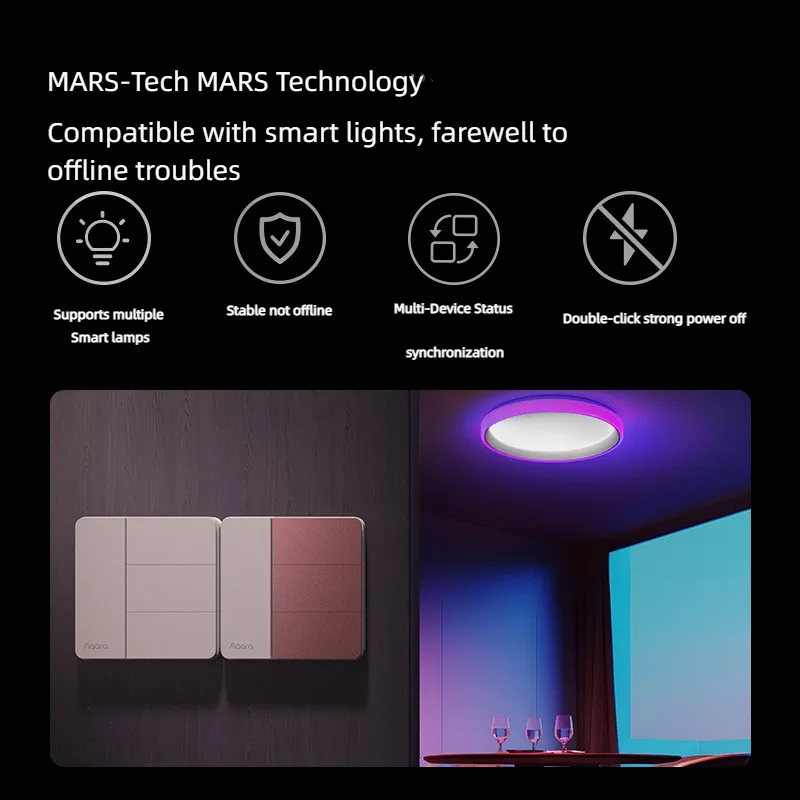 Aqara Smart Wall Switch Z1 More Control Zigbee 3.0 متوافق مع تصميم سلك حي/محايد فردي يعمل مع تطبيق Mi home HomeKit