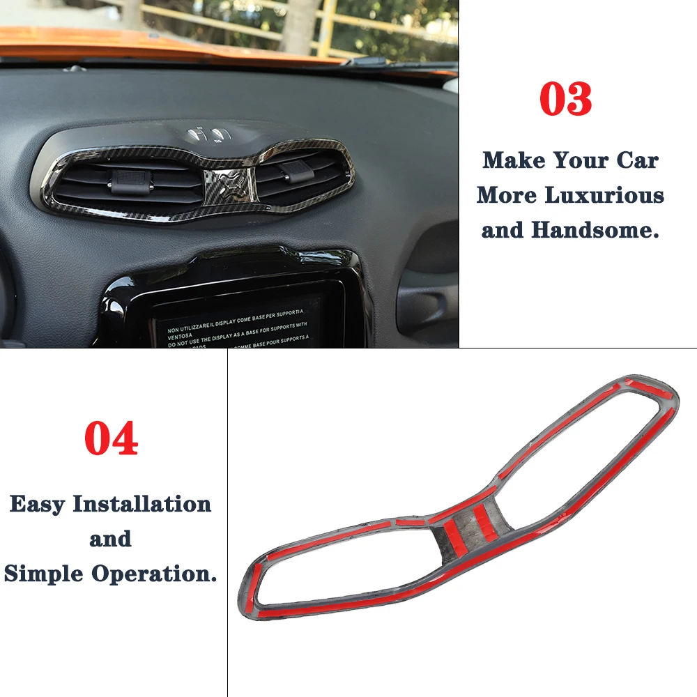 Central Vent Outlet Decorative Cover Frame Trim for Jeep Renegade 2016 2017 2018 2019 2020 2021 2022 Car Interior Accessories