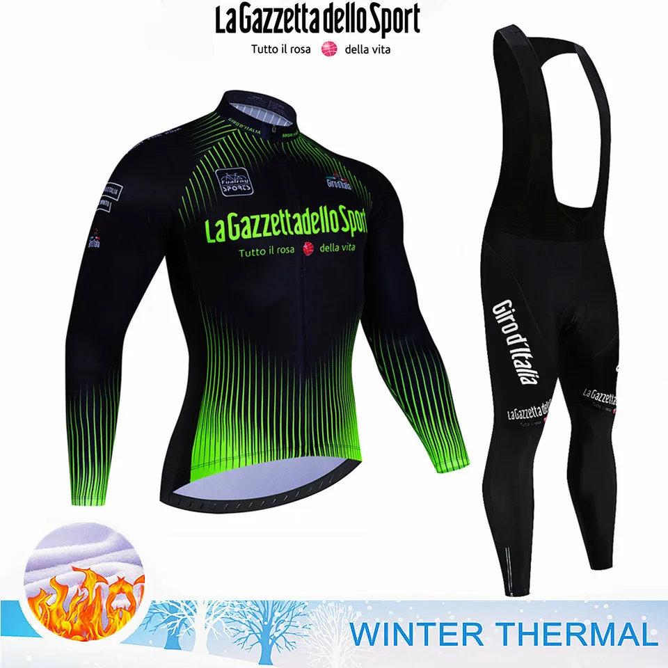 

New Tour De Giro D'ITALIA Winter Warm Fleece Jersey Set Mountian Racing Cycling Jersey Mountian Cycling Jersey Mtb Ropa Ciclismo