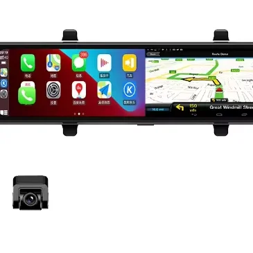 12inch 4K WIFI Dashcam with Dual Le ns Front 4K & Rear 1080P Carplay Android Auto Mirrorr Camera Video Recorder
