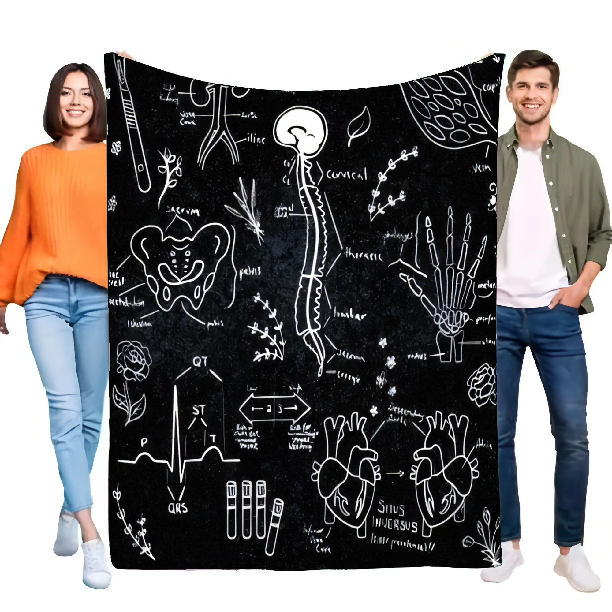 Anatomy Chart Blanket Cozy Educational Throw Soft Lightweight Perfect for Medical Students Study Gift Home Decoration