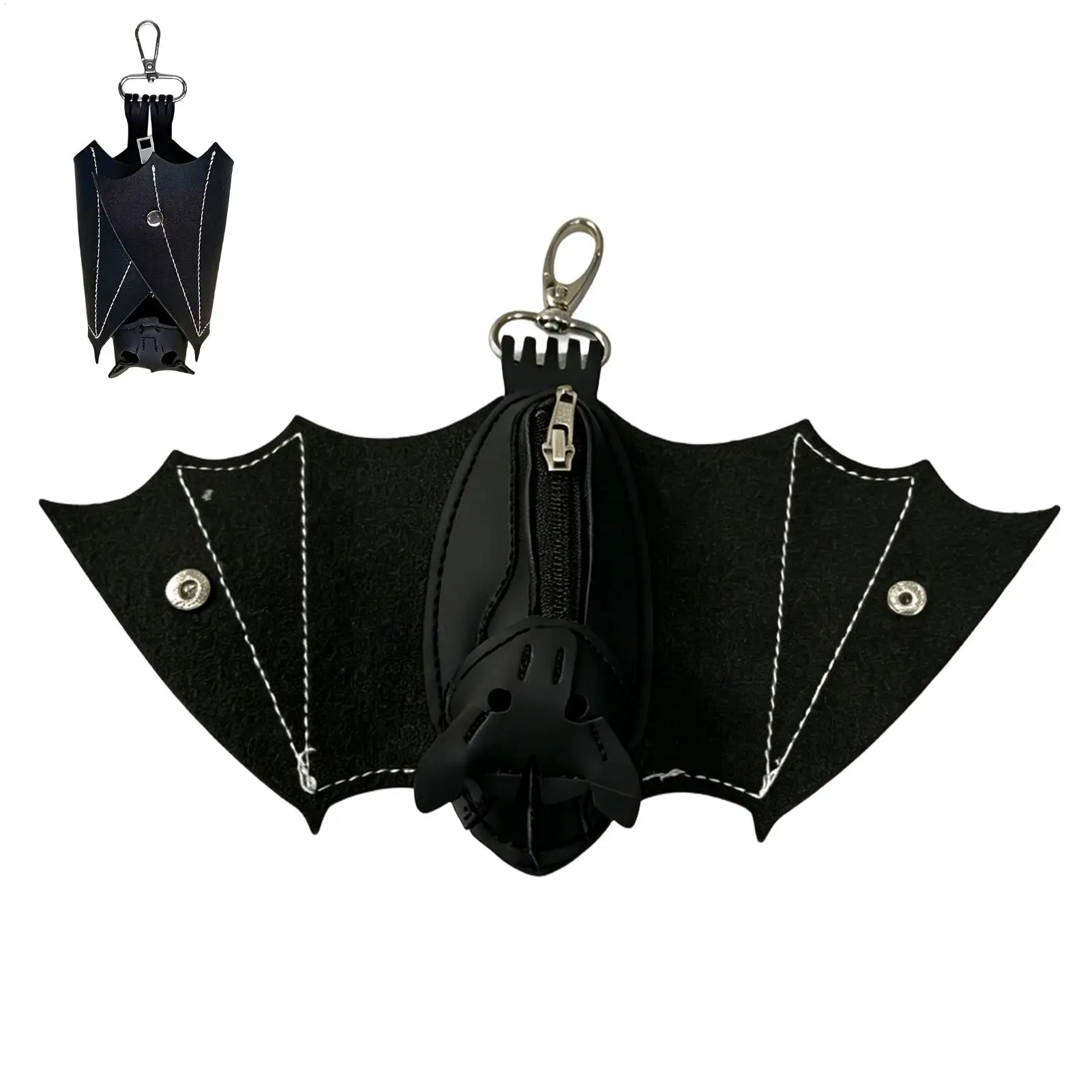 

Coin Purse PU Leather Bat Gothic Bag Keychain Change Purse with Foldable Wings for Shopping Travel Work School Events Outdoor