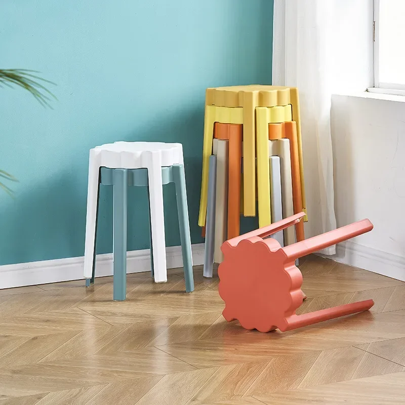 Modern Thickened Plastic Dining Chairs Creative Stacking Minimalist Home Dining Table Stool Biscuit Cloud Stool Bench Furniture