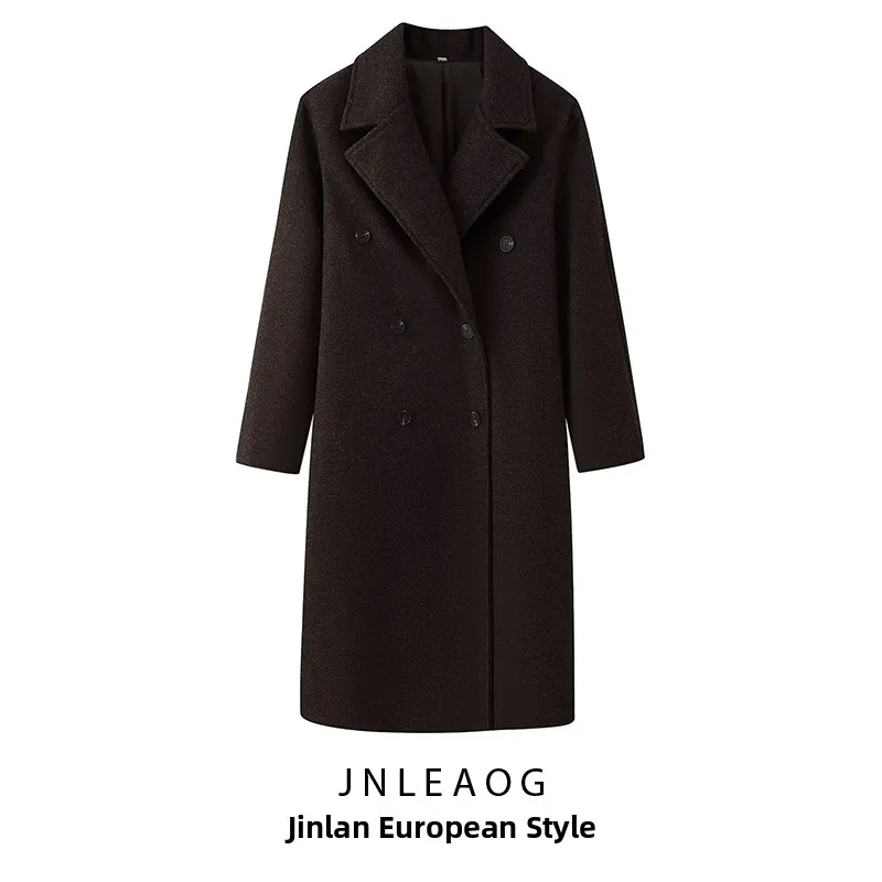

JNLEAOG, осеннее новое женское пальто Faion Design Ape, смешанное шерстяное пальто с двойными пуговицами Jaet Long Sve Street Sle, полиэстер