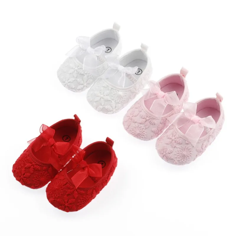 Cute Girl Bowknot Soft Soled Baby Breathable Shoes Comfortable Bottom Non-slip Newborn Shoes for 0--1 Year Old Baby