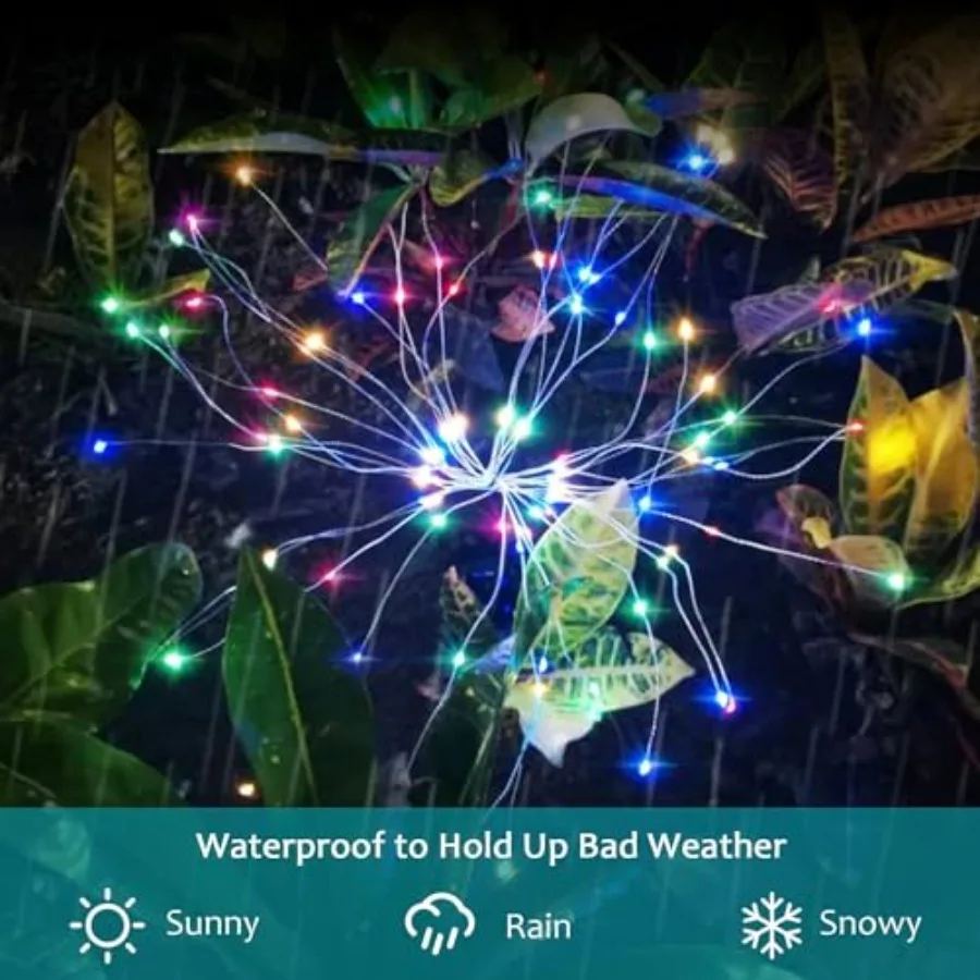 Solar Firework Lights, Lighting Modes Solar Lights Outdoor Waterproof for Garden Patio Walkway Pathway Party Wedding Christmas - view 3