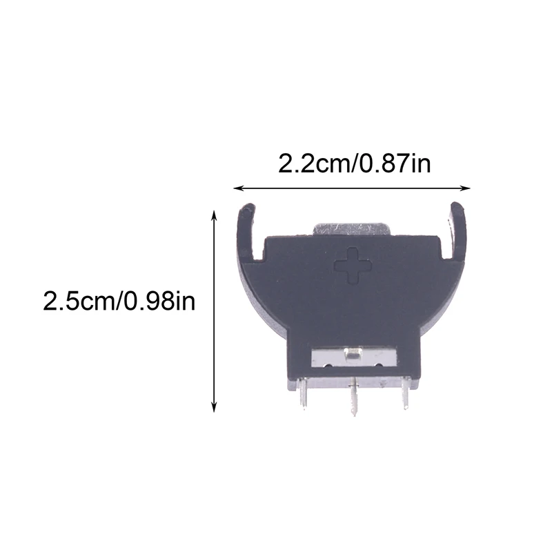 10 pz plastica nera CR2032 2032 3V celle semicircolari portabatterie verticale portabatterie portabatterie modulo custodia scatole batteria