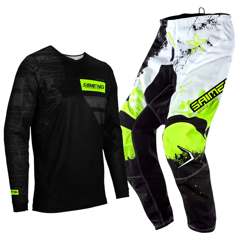 Motocross Jersey Pant Kits Enduro Mens Women's Motorcycle Off-road cross MX racing suit MTB green blue red yellow orange black