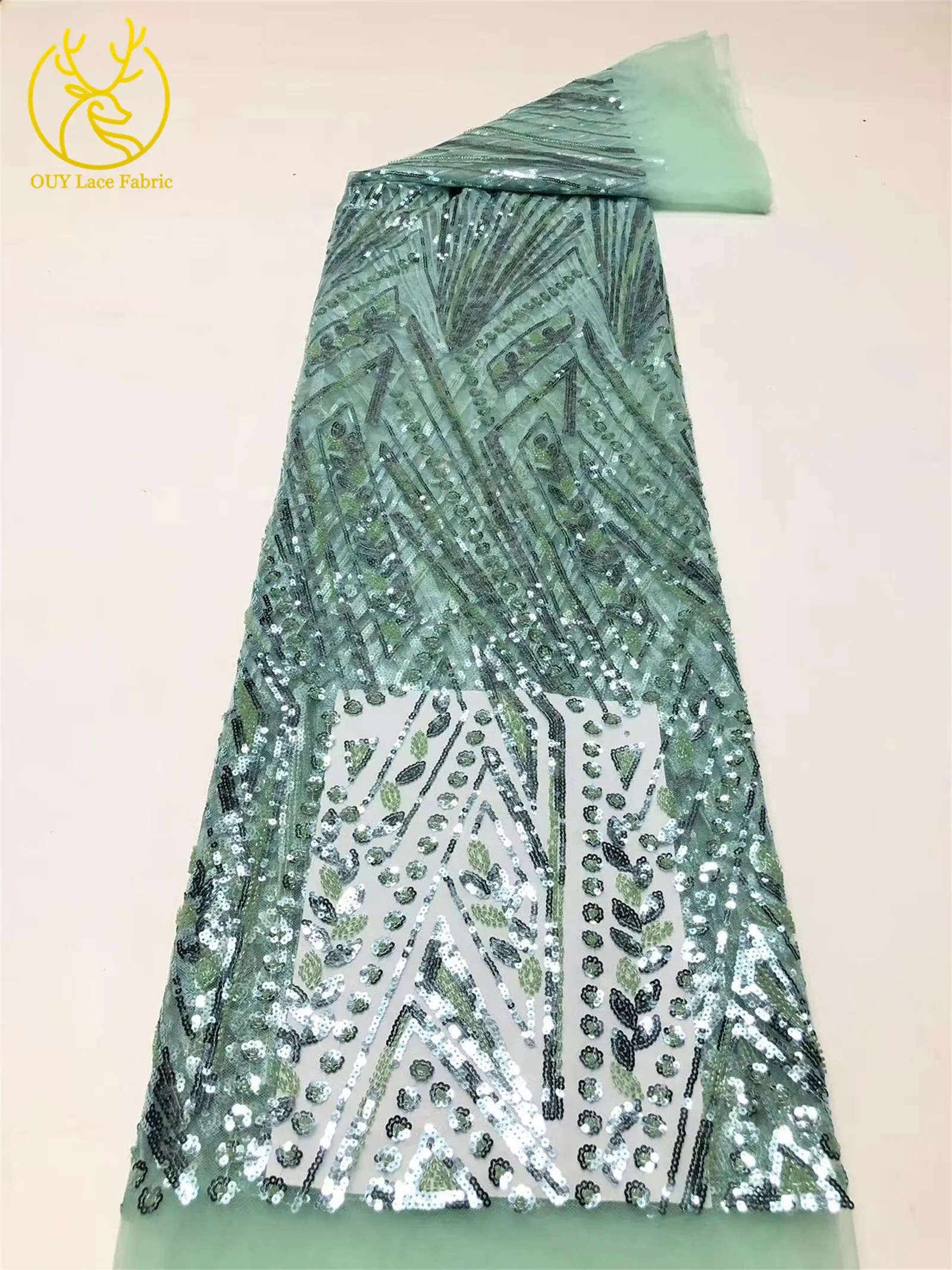 5 Yards Afrikanischer Pailletten-Perlen-Spitzenstoff 2026 Hochwertige, stark nachgefragte französische nigerianische Stickerei für Damen-Hochzeitskleider zum Nähen – Detail 17