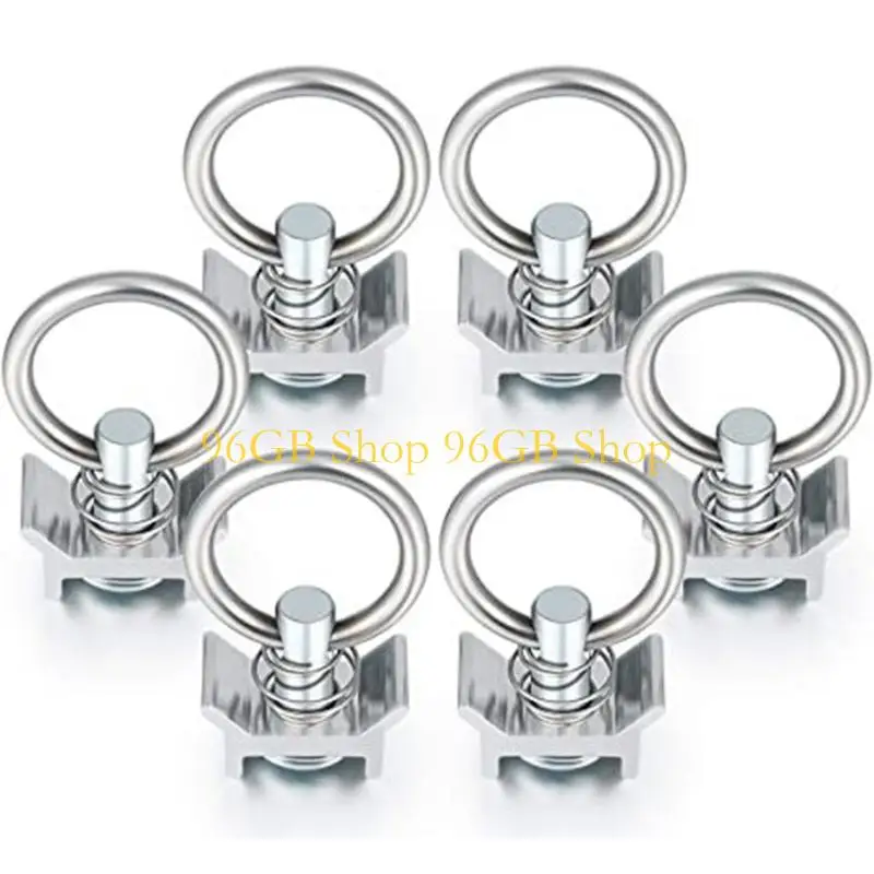 96GB L Track Single Fitting 16 Piece Set, Metal Cargo Channel Hardware with Quick-Press Tie-Down for Trailer and Truck Cargo