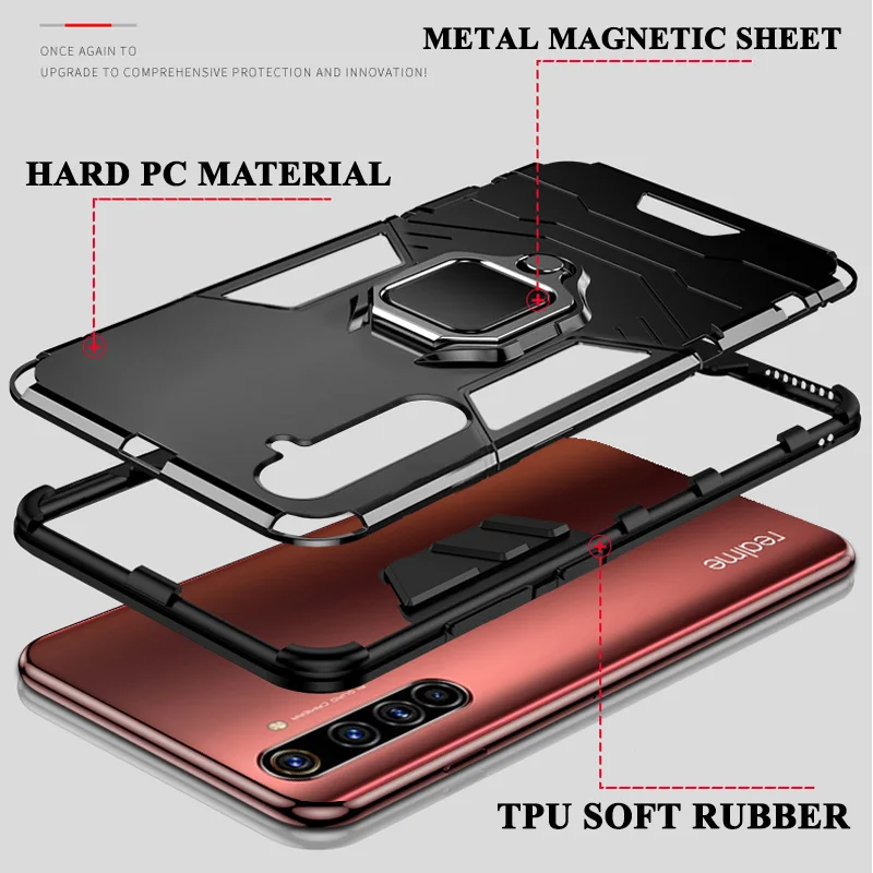 Armor Case For OPPO Find X3 Lite X2 Neo Realme 5 6 7 8 Pro X7 X50 C1 C2 C3 C11 C12 C13 C15 C17 C20 5i 6i 6s 7i Back Phone Cover