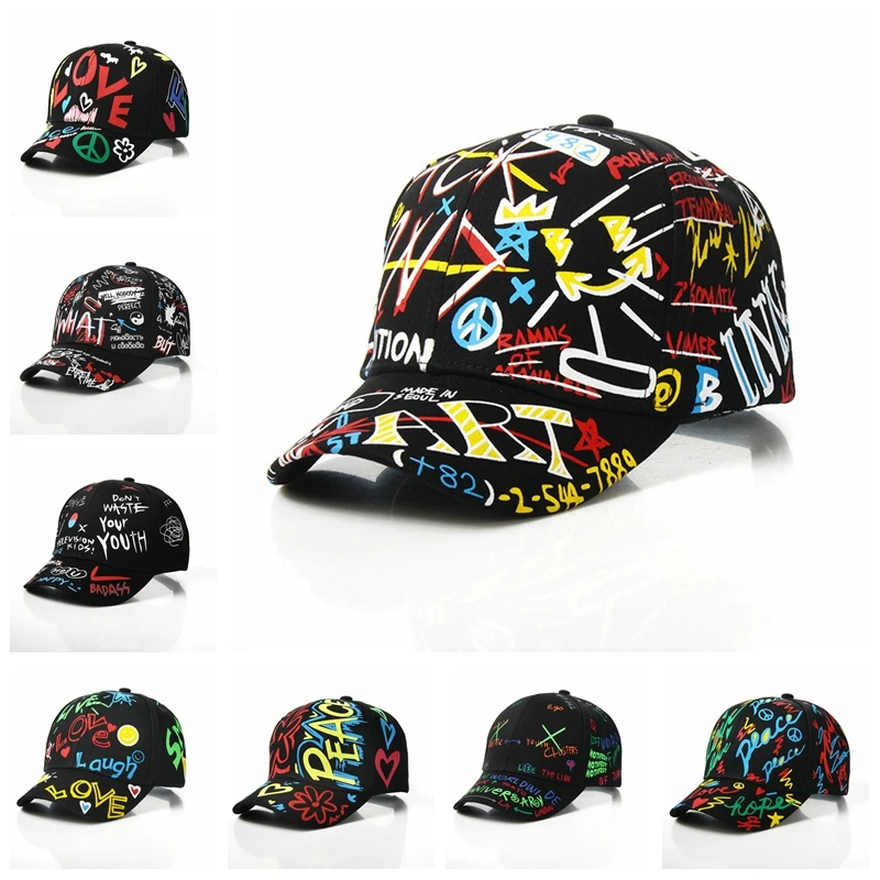 4-8 Years Children Snapback Hat Personality Street Dance Sun Peaked Cap for Boy and Girl Fashion Kids Graffiti Baseball Cap Hat