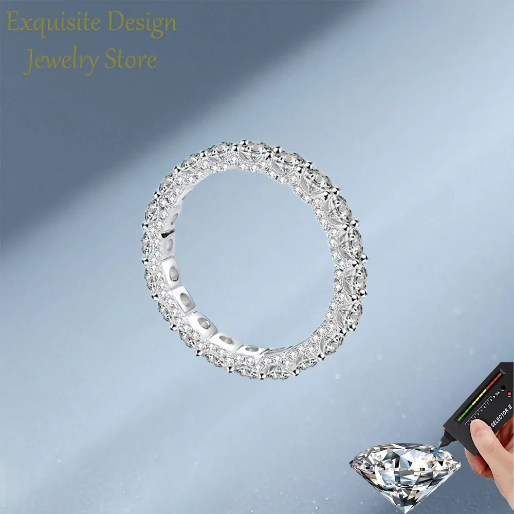 

Exquisite Design Female Moissanite 2.1Carat Full Circle Quality Wedding Ring, Platinum PT950 Ring for Women with Certificate
