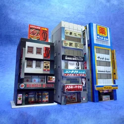 1:150 N-Scale Japanese Building Diorama 3D Paper Model Scene DIY Handmade Ornaments 3 commercial buildings
