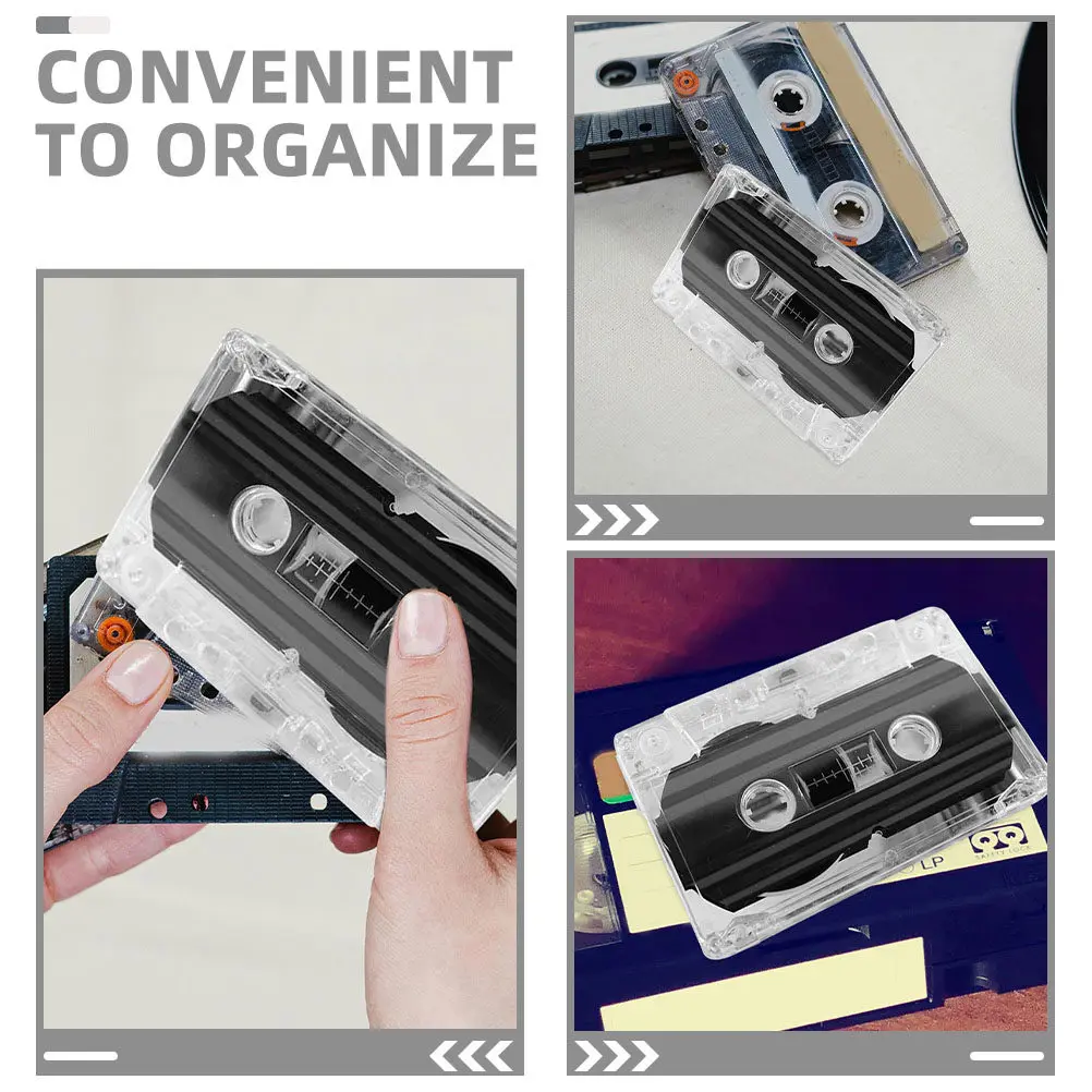 10Pcs Transparent Cassette Tape Storage Box Clear Plastic Cassette Holder for Standard Audio Cassettes Humidity Resistant