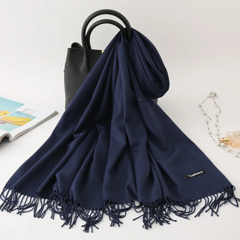 Solid Color Cashmere Scarf for Men Winter Pashmina Warm Neckerchief Navy Black Gray Men\'s Business Scarves Male Bufandas Shawls