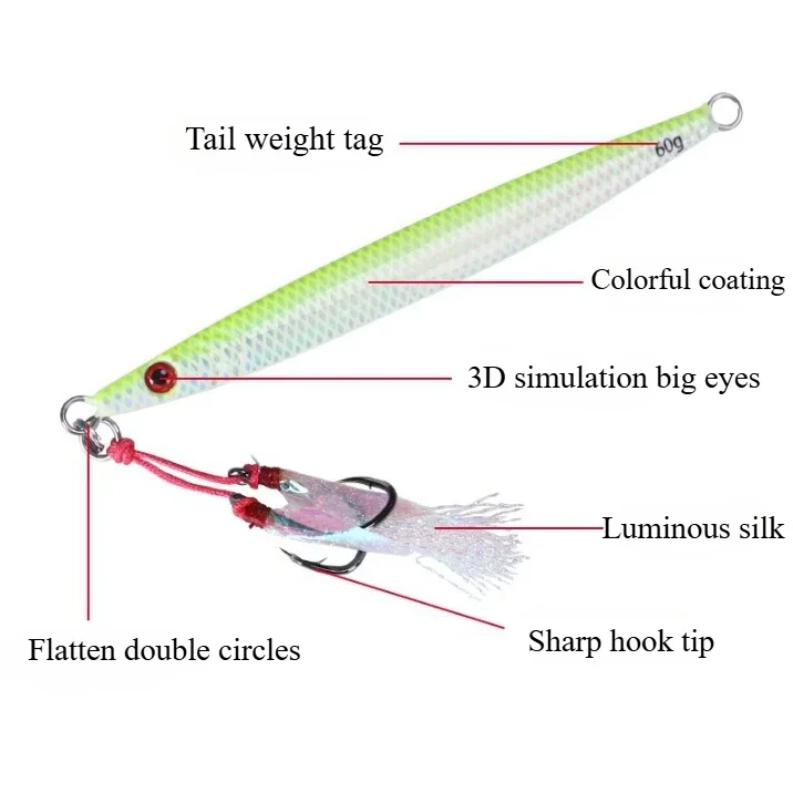 Jig metálico brillante de caída rápida para pesca vertical en mar - imagen 2