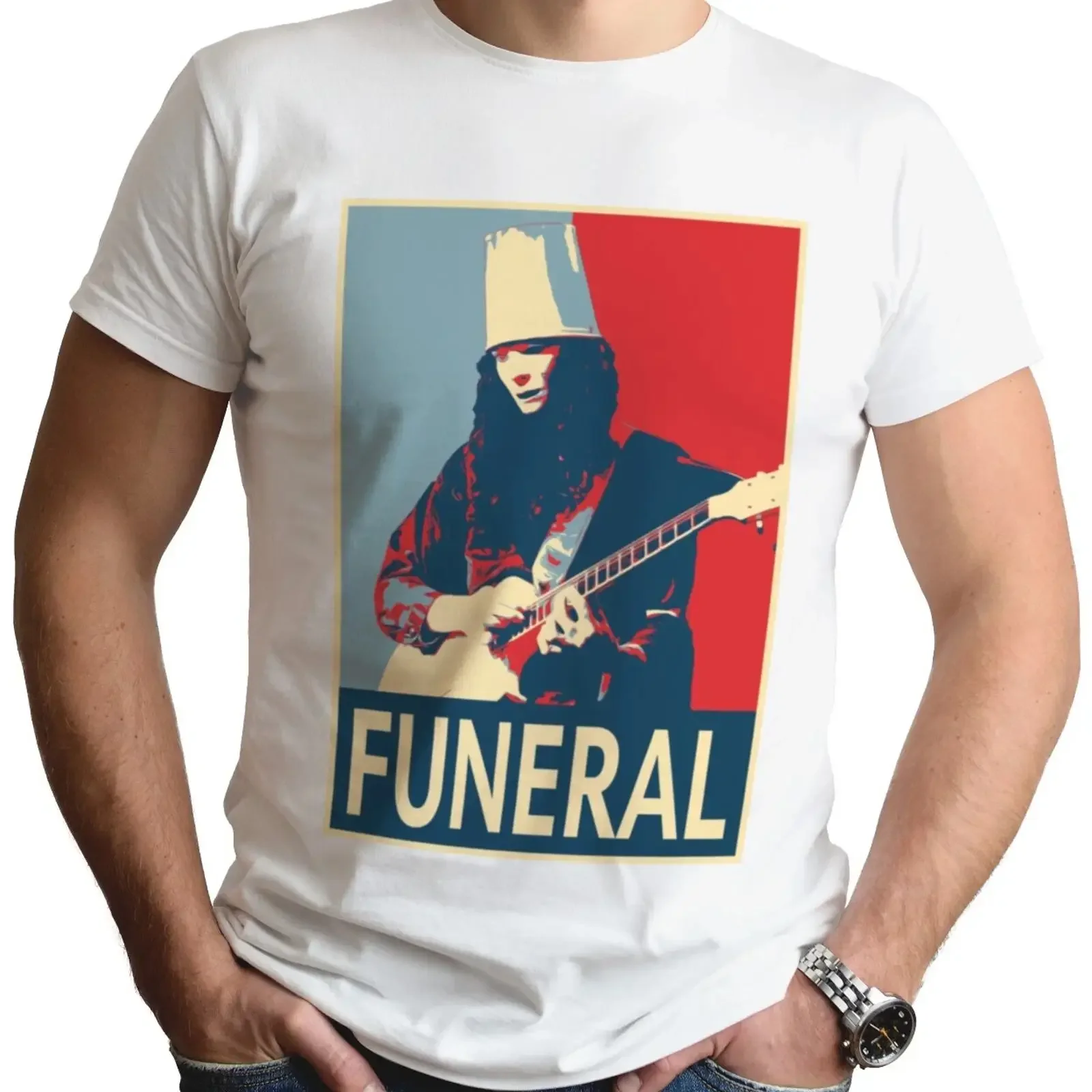 Buckethead T Shirt Retro Art Guitar Guitarist Fan Music Funeral Top  vintage Washed fashion streetwear Versatile Stretched