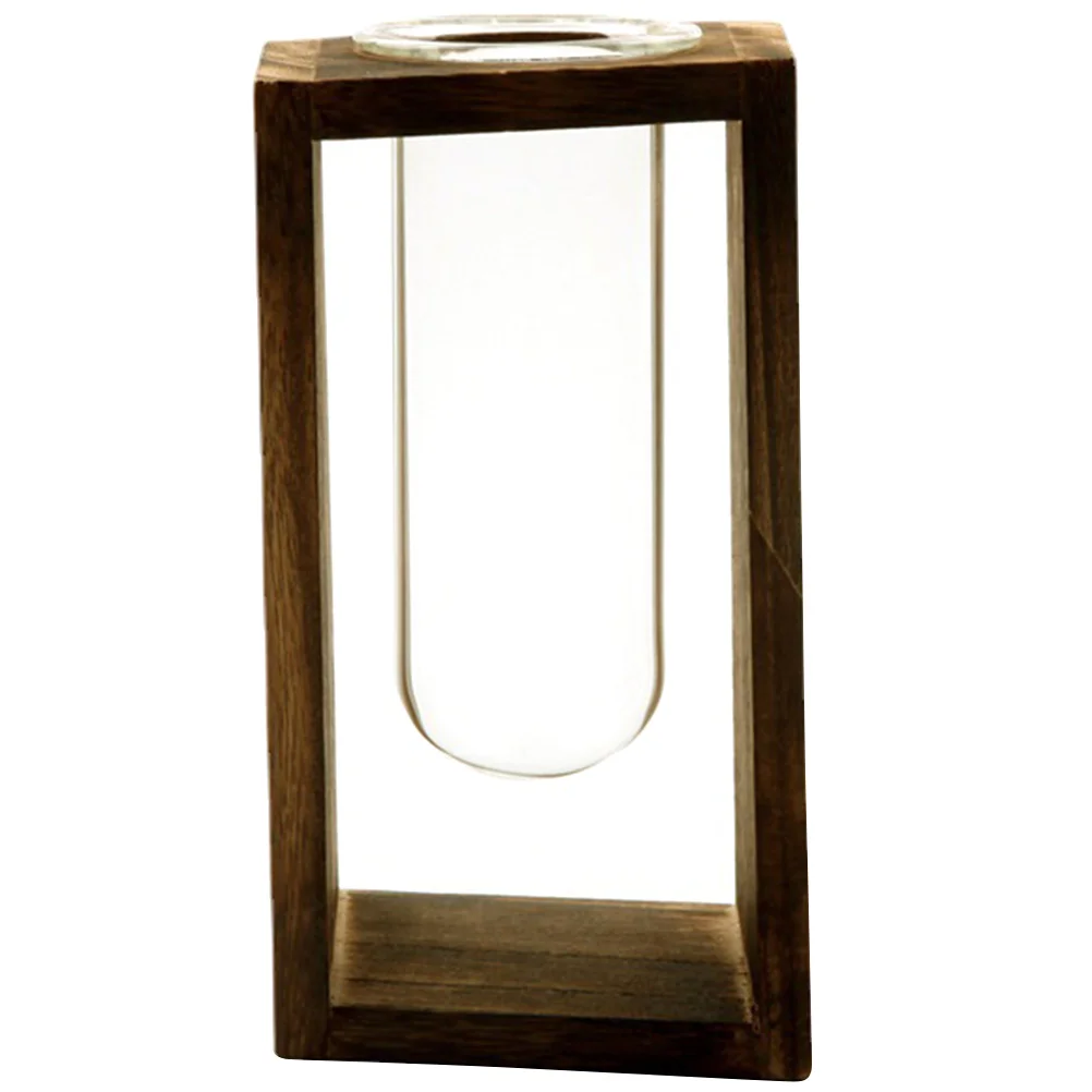 

Log Flower Stand Glass Planter Desktop Propagation Station Vase Decorate Terrarium Wooden Container Office Vases