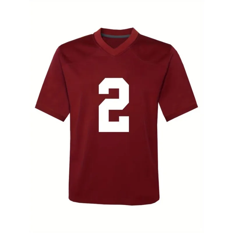 Men's #2 Alabama Retro Dark Red Embroidered V-Neck Football Jersey - Breathable, Loose Fit Sports Tee for Training & Competition