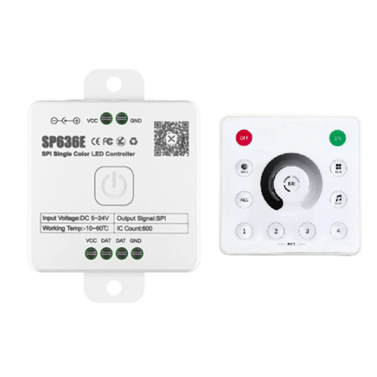 

AB31 And-SP636E Монохромный контроллер SPI DC5-24 В с пультом дистанционного управления and-RC1 Поддержка сенсорного пульта дистанционного управления 2,4G