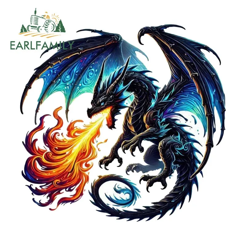EARLFAMILY Dragon Car Sticker Humorous Occlusion Scratch Motorcycle Racing Drifting Helmet JDM Decals Waterproof Custom Printing