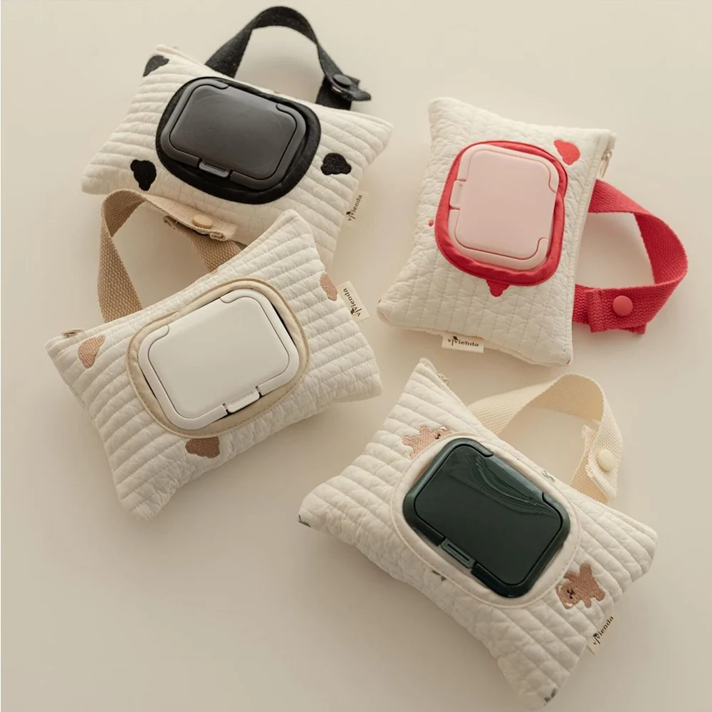 Baby Stroller Car Seat Back Tissue Case Wet Paper Towel Storage Handbag Home Flip Cover Tissue Box Paper Holder Cute Zipper Bag