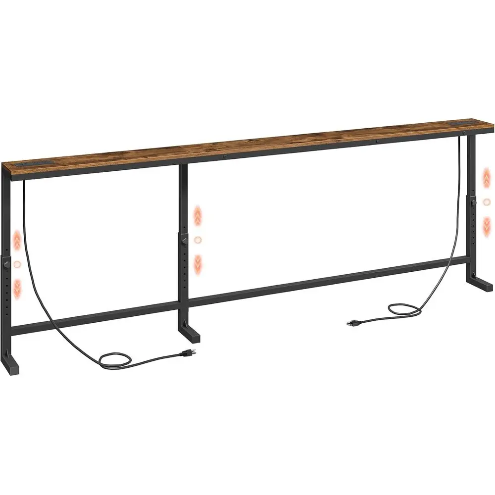 

94.4'' Narrow ole Table with Outlet, Adjustable Height (24.3"-32.7"), Behind Couch Table Skinny, Long Soa Table with Power Outle