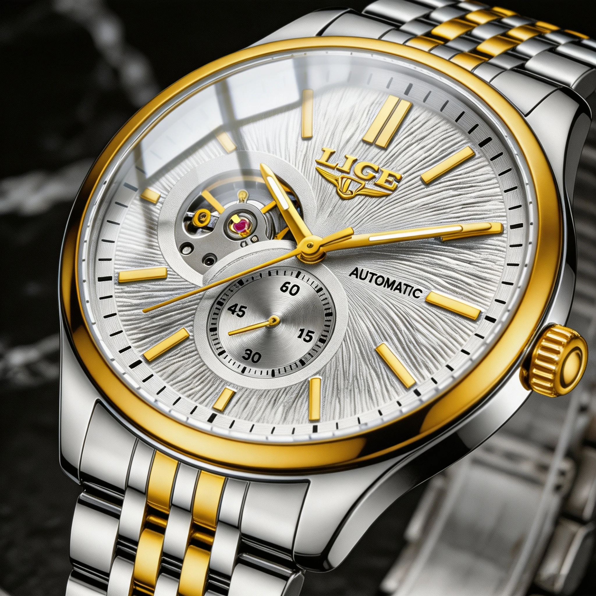 LIGE New Men Automatic Mechanical Watch Elegant Luxury Watches Waterproof Skeleton Business Wholesale Stainless Steel Gift Watch