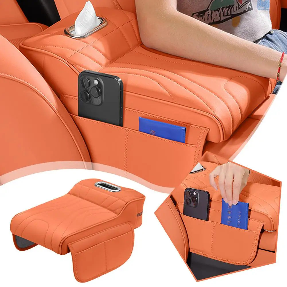 For Haval H9 2rd 2024 2025 Car Armrest Box Height Increase Pad Leather Protective Cover Storage Bag Auto Styling Accessories