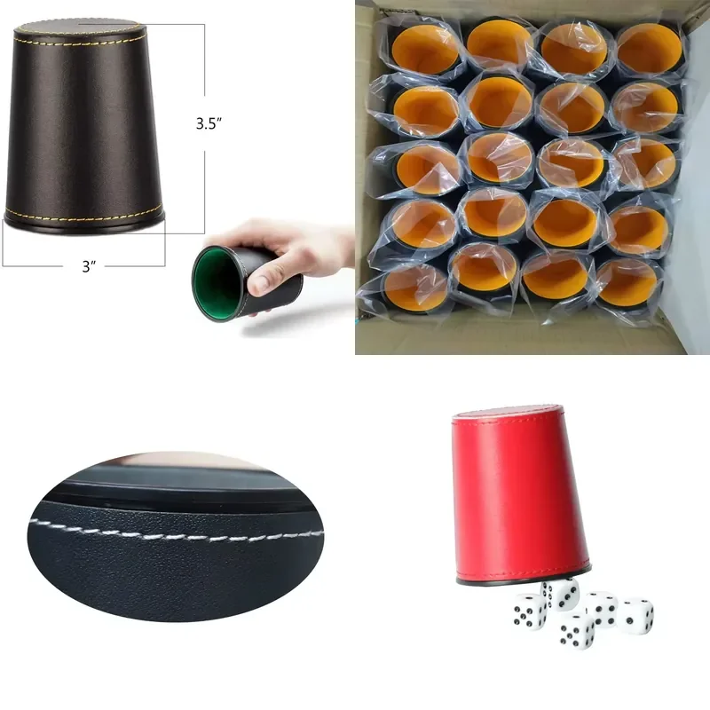 

【CHIMU HOME】 Dice Cup for Poker Games Custom Leather Shaker Cup with Dice Set Factory Wholesale Personalized Logo Plastic and