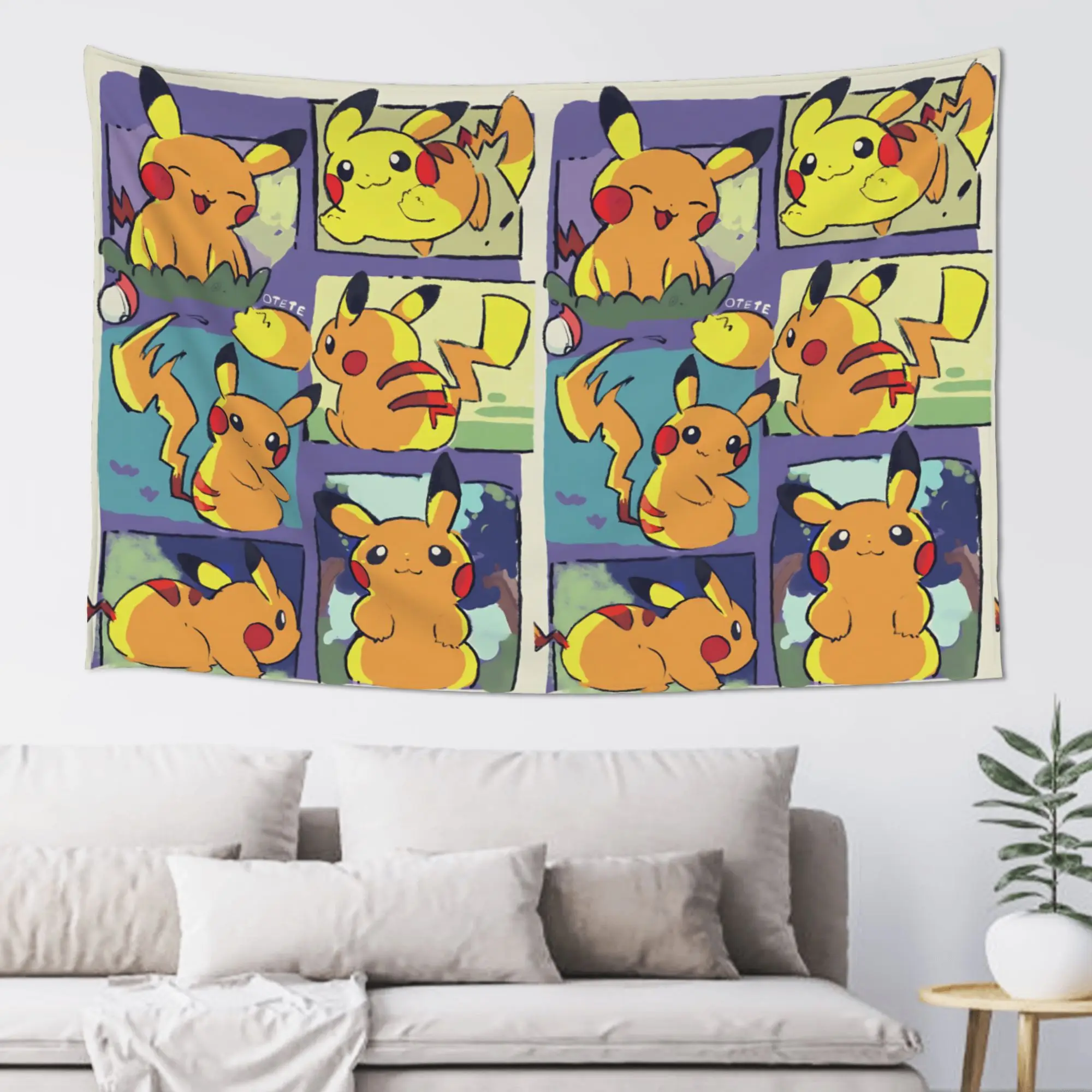 Cutecore Cartoon Pokemon Theme Tapestry Bedroom Decoration Pikachu Meme Wall Hanging Blanket Tapestry Cool Stuff For Room