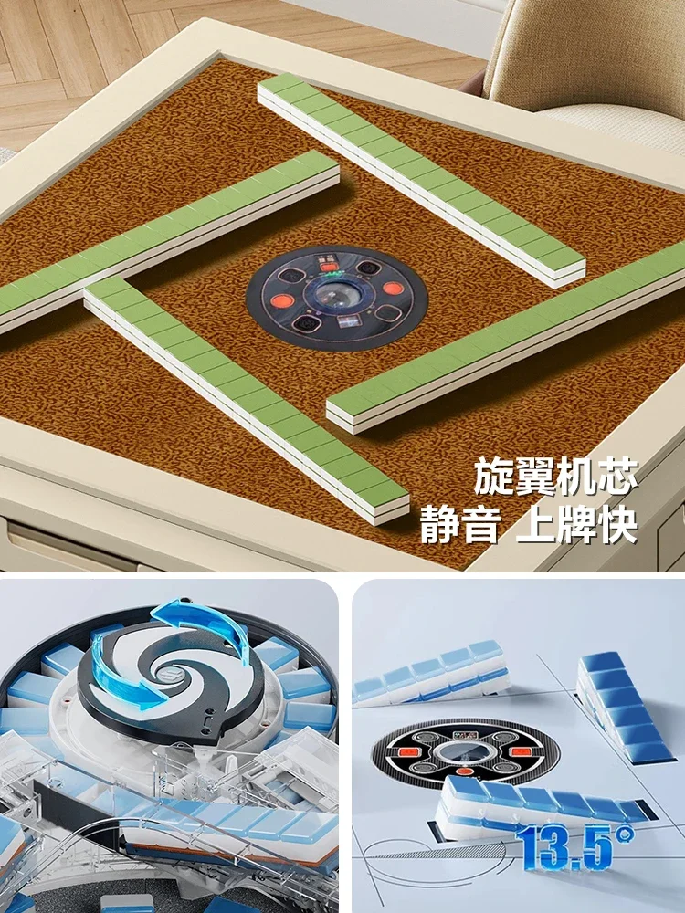 Cream wind dining table mahjong table integrated household electric mahjong machine chess and card table silent one