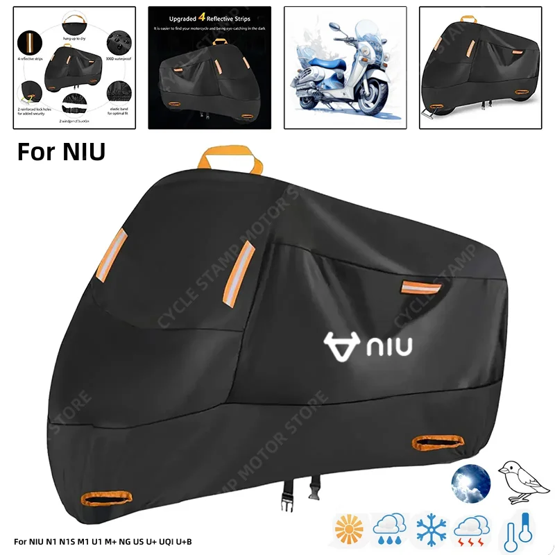 

Waterproof Motorcycle Cover For NIU N1 N1S M1 U1 M+ NG US U+ UQI U+B Outdoor Protection Against Rain Dust Debris Weather 210D