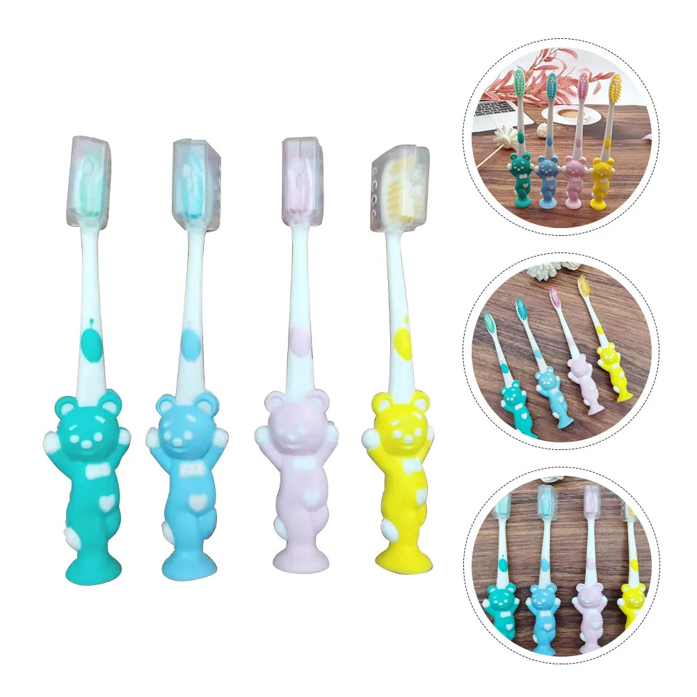 24Pcs Toothbrushes Bear Shaped Soft Bristles Oral Care Toothbrush Ergonomic Handle Plaque Removal Dental Health Tool