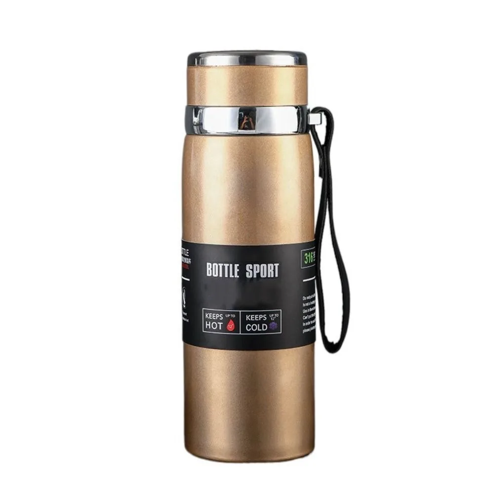 

800/1000ML Thermal Water Bottle Large-capacity with Hanging Rope Vacuum Flask Anti-slip Bottom Double Layer 'Insulated Cup