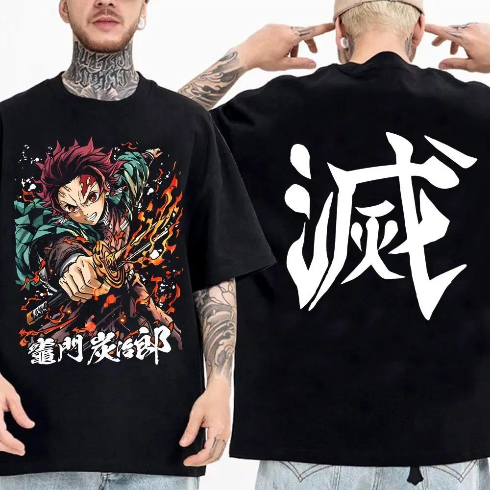 Japanese Anime T-shirt Demon Slayer Blade T-shirt Men's Cartoon Street Clothing T-shirt Handsome Thin Style High End Personality