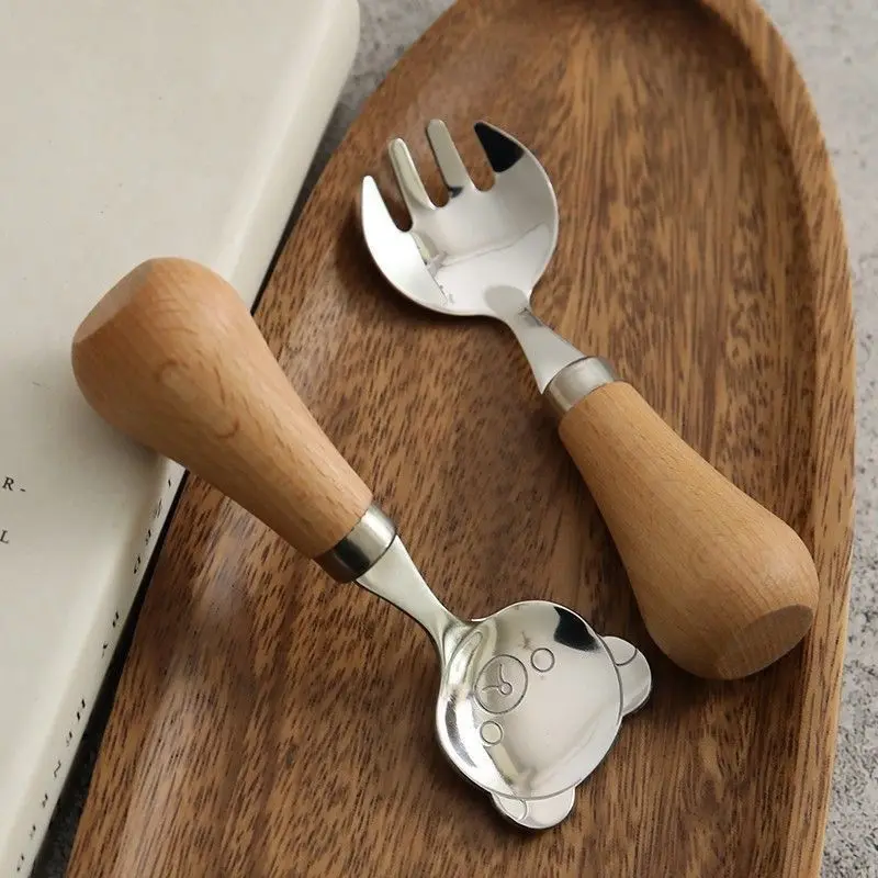 Rilakkuma high-looking spoon can stand up tableware cute bear pattern yogurt eating fork spoon