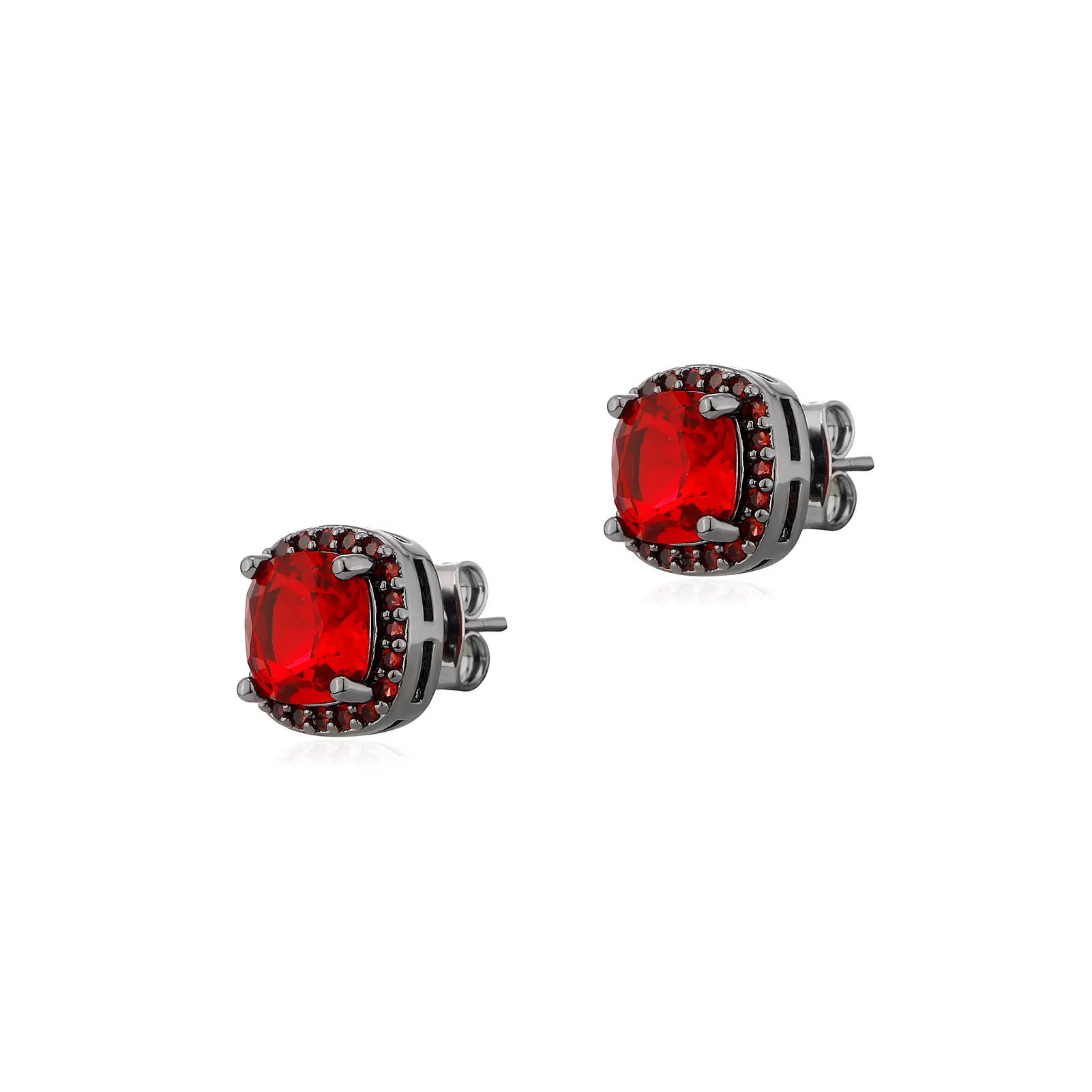 TOPGRILLZ Colorful Square Stud Earrings Full Bling Iced Out Prong Setting Cubic Zirconia Earring For Women Ear Jewelry