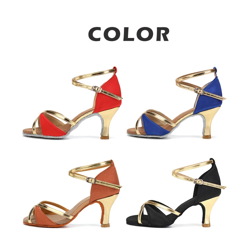 Women Latin Shoes for Dancing Woman/Girls/Ladies Ballroom Shoes Modern Tango&Salsa Medium Heels Dance Shoes Practice Sandals 7cm