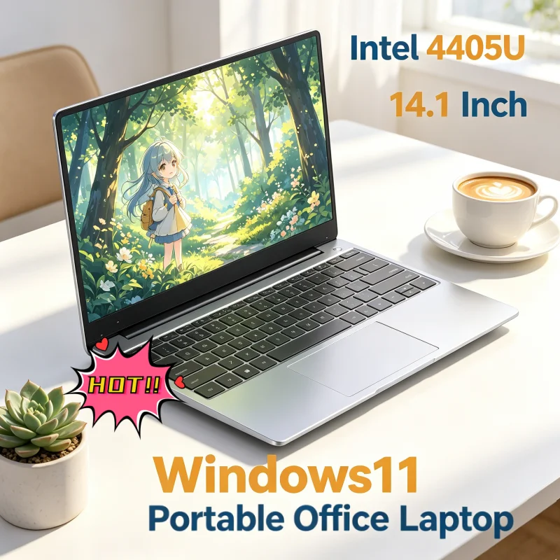 2026 Lightweight 14.1 Inch Slim Office Laptop Intel 4405U Win11 DDR4 16GB/32GB RAM 2TB SSD High Grade Business Portable Notebook