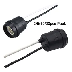 2/5/10/20pcs Pack Waterproof E27 Pigtail Lamp Socket with Wire Rainproof E26 Lamp Holder for Outdoor Garden Patio DIY Lighting