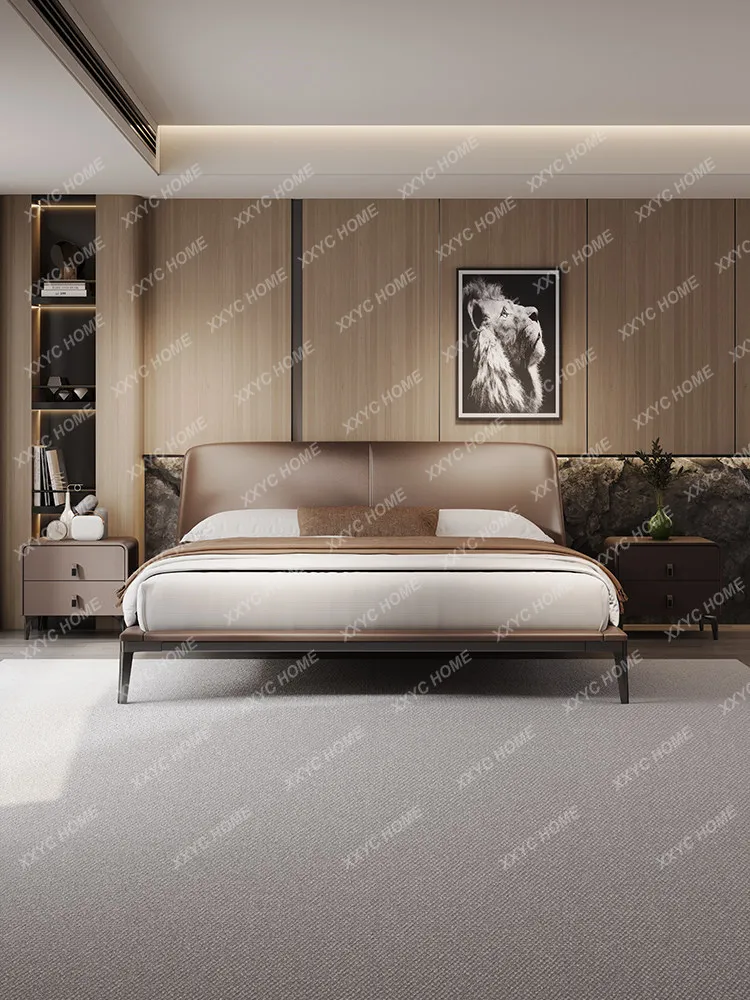 High-end double bed 1.8 meters minimalist bed modern minimalist main light luxury bed solid wood