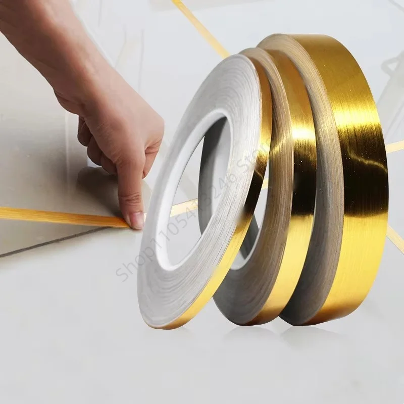 20M Self-Adhesive Tile Stickers Tape Floor Waterproof Gap Sealing Strip Gold Silver Black Tile Beauty Seam Sticker Home Decor
