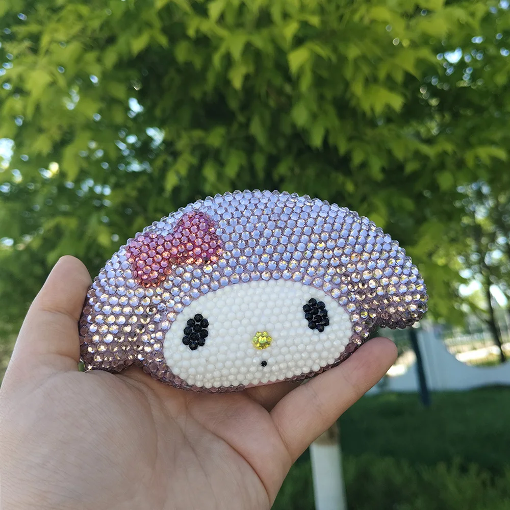 Hello Kitty Shiny Sticking Diamond Makeup Cartoon Lovely Mini Mirrors And Combs Combination Portable Trendy Room DecorationIJU88