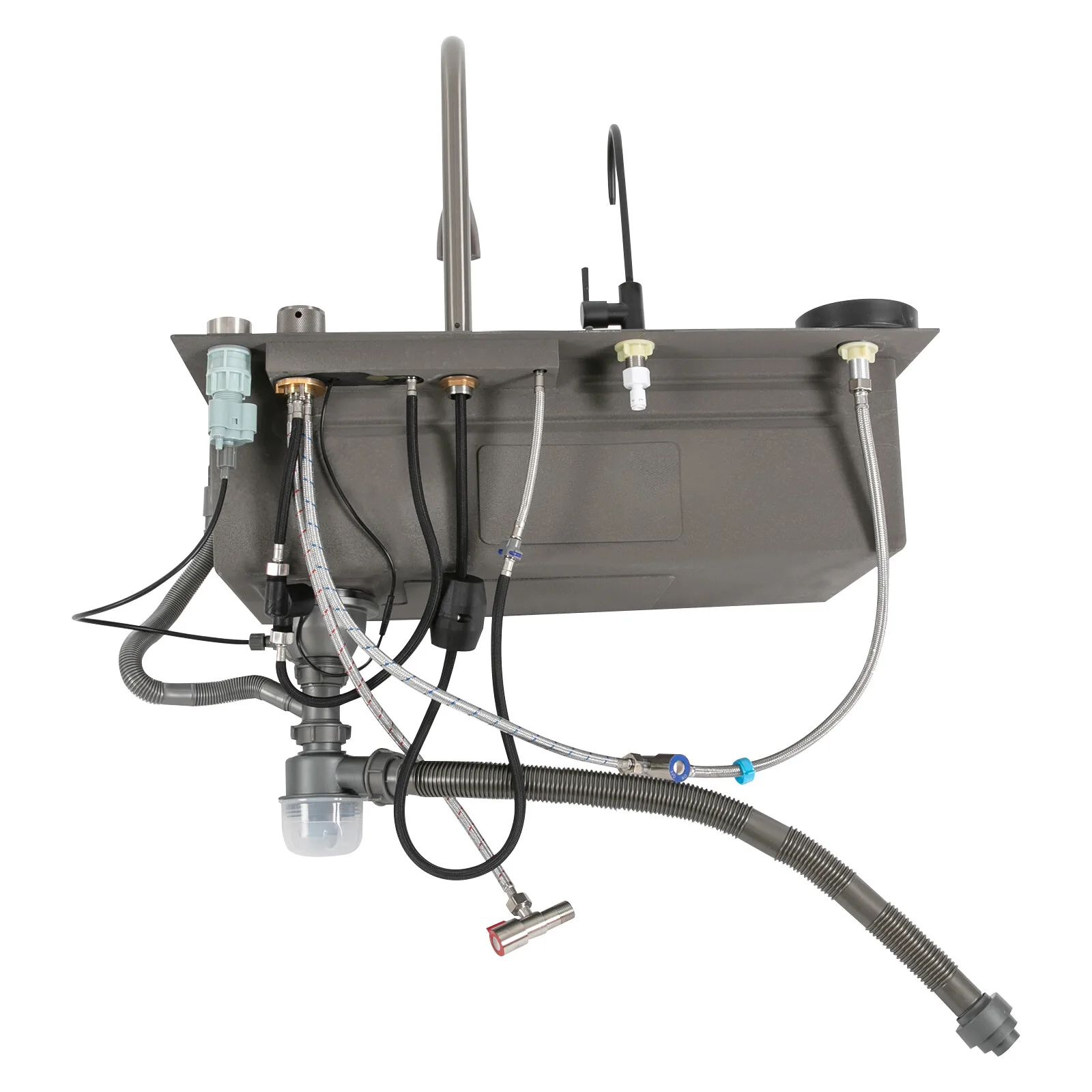 حوض مطبخ كبير من الفولاذ المقاوم للصدأ مقاس 31.5*18.1*7.9 بوصة 201 مع صنبور ولوح تقطيع