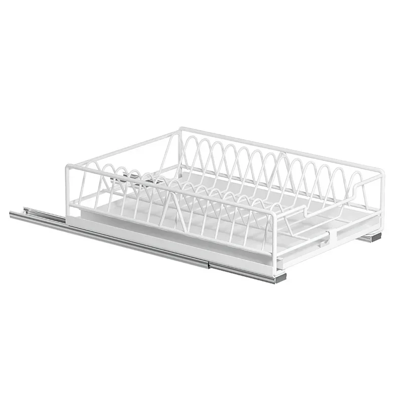 1pc Pull-out Kitchen Bowl Dish Storage Rack Built-in Bowls Dishes Partition Storage Sink Cabinet Organizer Tableware Holder