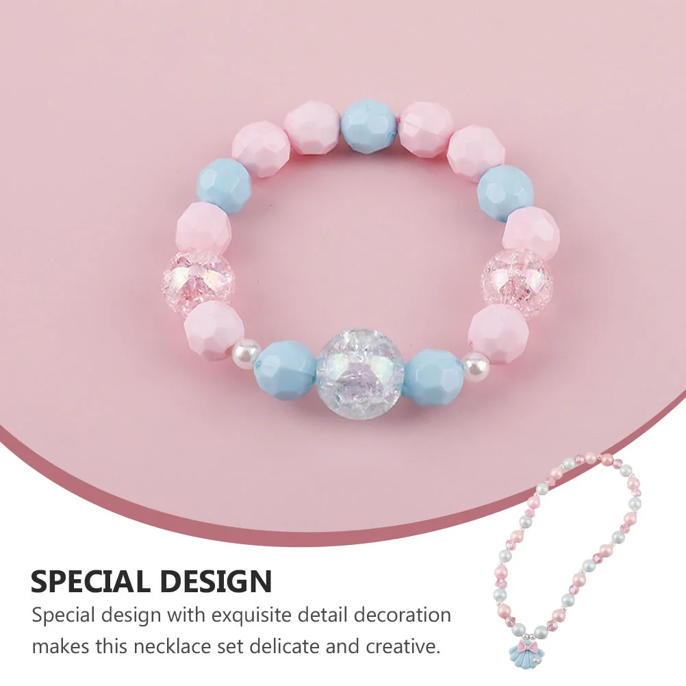 

Acrylic Pearl Shell Necklace Beaded Bracelets Set for Girls Kids 3 Necklaces 1 Bracelet R Jewelry Gift