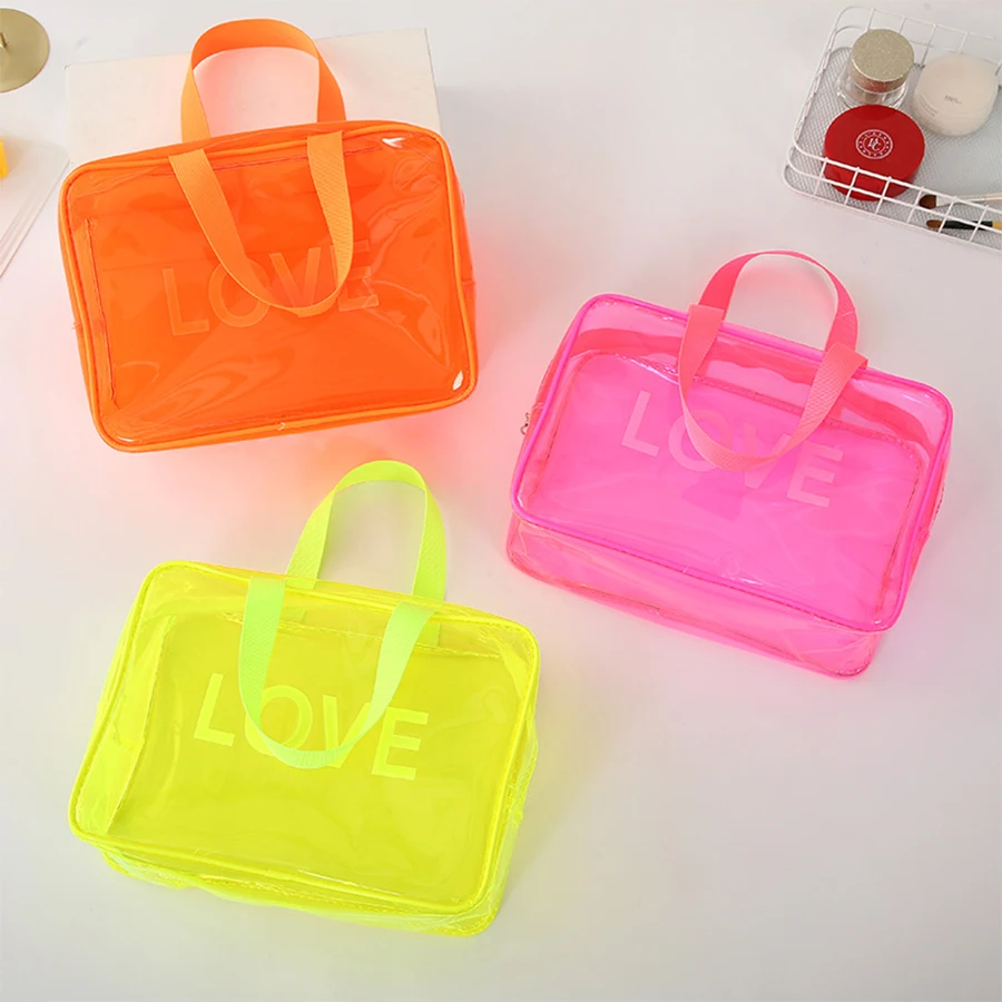 2024 Womens New Travel Clear Cosmetic Bag Transparent Zipper Makeup Bag Organizer Box Waterproof Toiletry Wash Make Up Bags Case